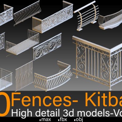 50 Fences Vol 01 Kitbash High detail 3d models