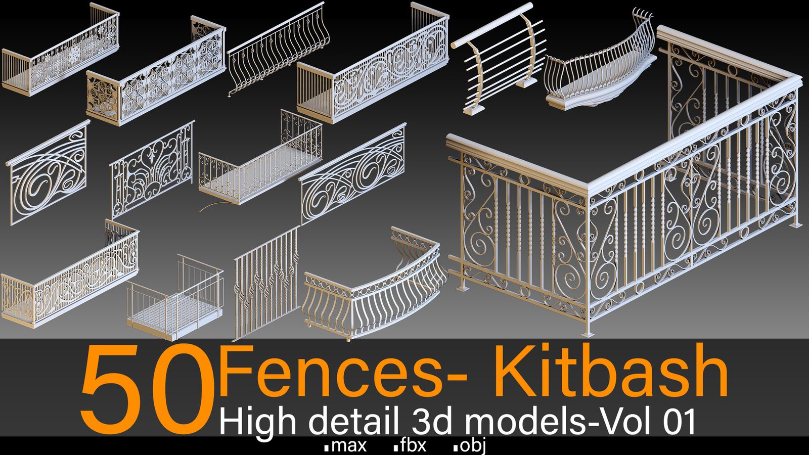 50 Fences Vol 01 Kitbash High detail 3d models 50 Fences Vol 01 Kitbash High detail 3d models