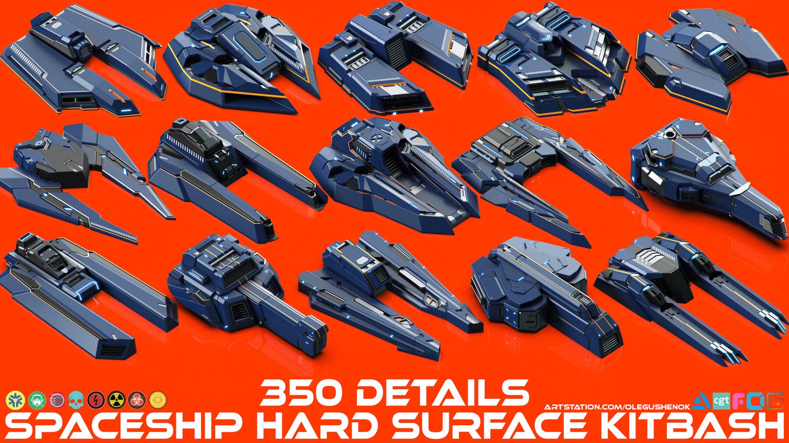 SPACESHIP Hard Surface KITBASH 350DETAILS SPACESHIP Hard Surface KITBASH 350DETAILS