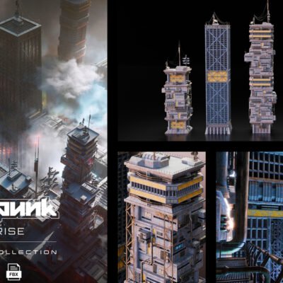 cyberpunk high rise 3d kitbash pack