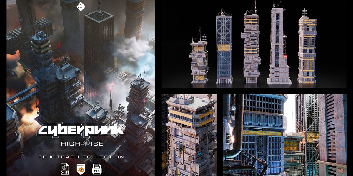 cyberpunk high rise 3d kitbash pack cyberpunk high rise 3d kitbash pack